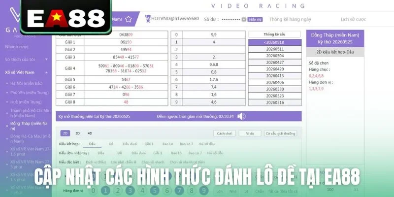Cập nhật các hình thức đánh lô đề tại EA88