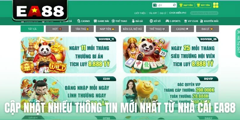 Cập nhật nhiều thông tin mới nhất từ nhà cái EA88