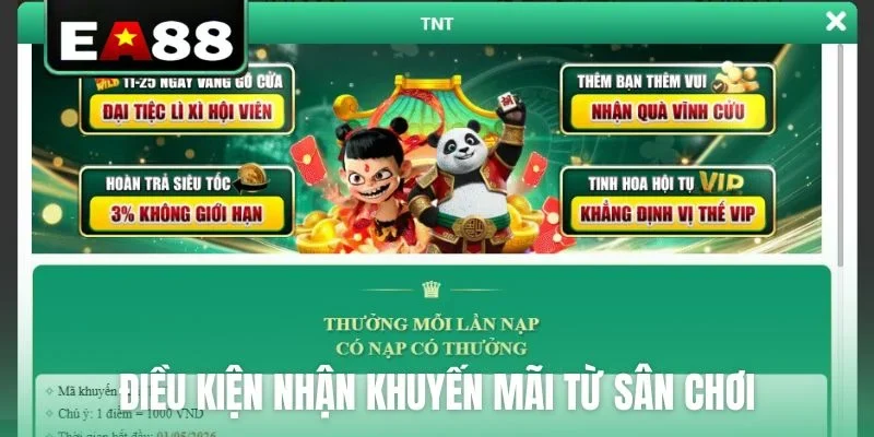 Điều kiện nhận khuyến mãi từ sân chơi