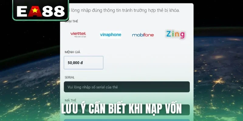 Lưu ý cần biết khi nạp vốn