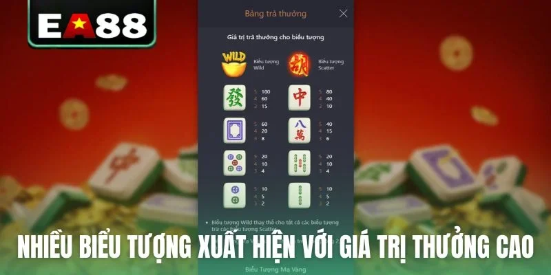Nhiều biểu tượng xuất hiện với giá trị thưởng cao