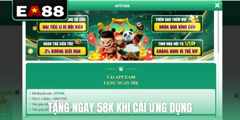 Tặng ngay 58K khi cài ứng dụng