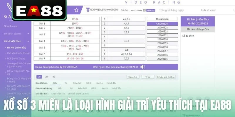Xổ số 3 miền là loại hình giải trí yêu thích tại EA88